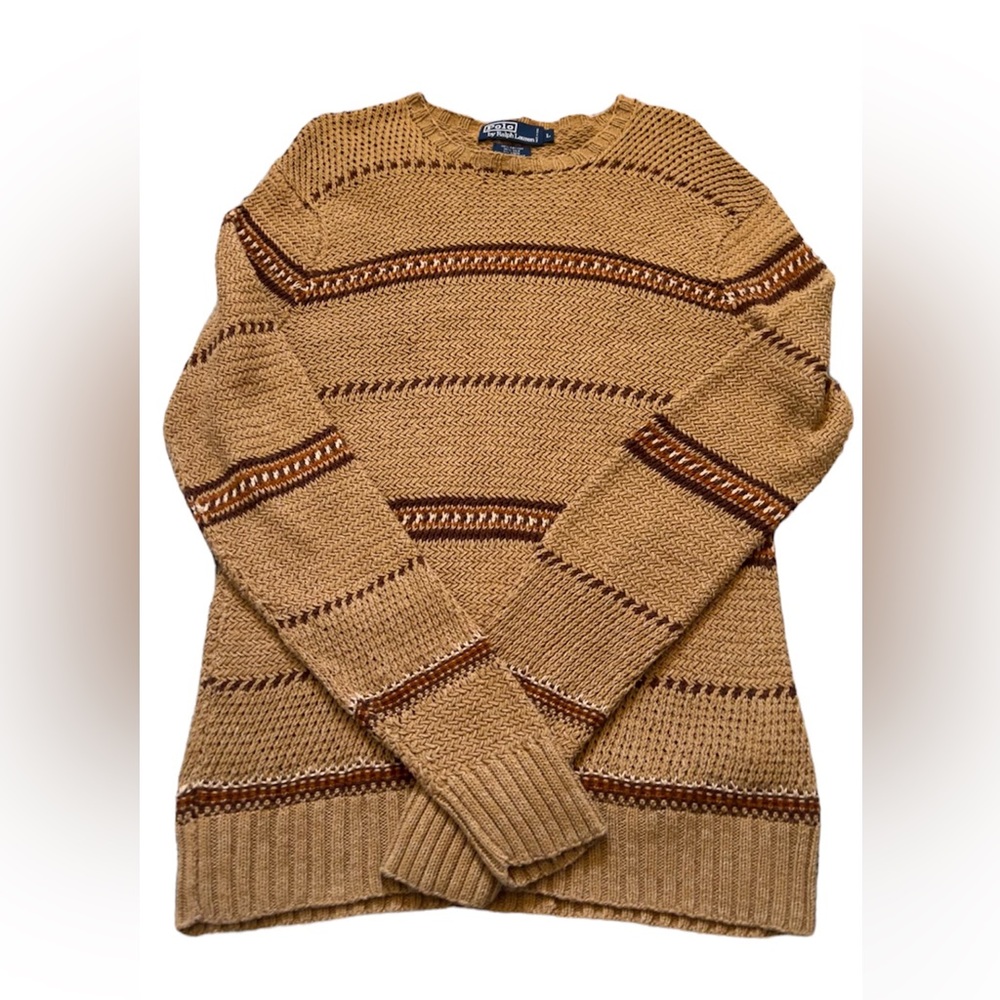 Vintage Polo Ralph Lauren hand knit sweater, cotton/silk/linen blend, large